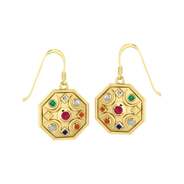 Chandra Moon Solid Gold Earrings With Gemstone GER1343